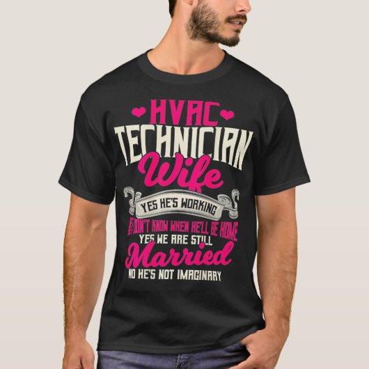 Der HVAC-Techniker stellt die Ehefrau auf der Rück T-Shirt (Vorderseite)