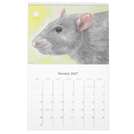 Der illustrierte Ratten-Porträt-Kalender Kalender (Jan 2027)