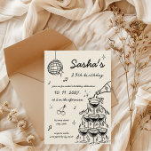 Der illustrierte Retro Champagner Tower zum Geburt Einladung