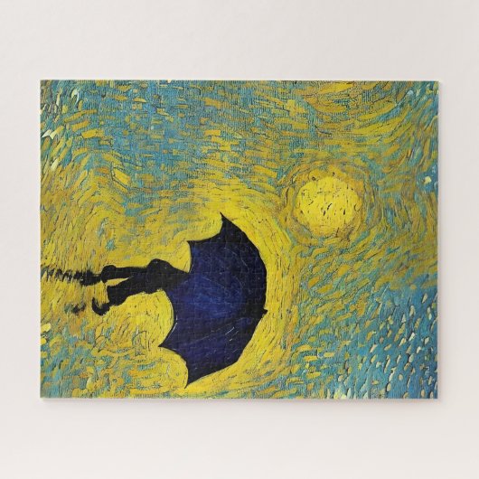 Der Impressionist braucht Schirm am sonnigen gelbe Puzzle (Horizontal)