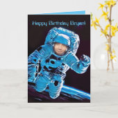 Der individuell anpassbare Astronaut im Weltraum-F Karte (Gelbe Blume)