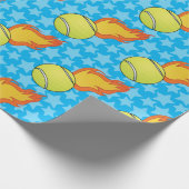 Der individuell anpassbare Flaming-Tennisball Geschenkpapier (Ecke)