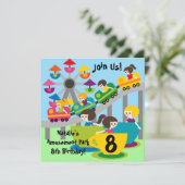 Der individuell gestaltete Vergnügungspark Girls E Einladung (Stehend Vorderseite)