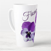 Der individuelle Name Fiona lila Pansy Blume Spaß Milchtasse (Linke Ecke)
