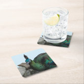 Der indonesische Pfau Nah die Kust auf. Untersetze Rechteckiger Pappuntersetzer (Vor Ort)