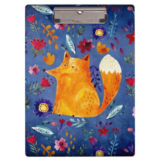 Der intelligente Fuchs im Blumengarten Klemmbrett (Vorderseite)