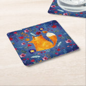 Der intelligente Fuchs im Blumengarten Rechteckiger Pappuntersetzer (angewinkelt)