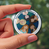 Der Internationale Frauentag in Blau Button