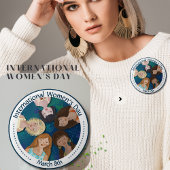 Der Internationale Frauentag in Blau Button