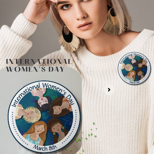 Der Internationale Frauentag in Blau Button