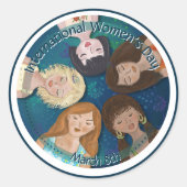 Der Internationale Frauentag in Blau Runder Aufkleber (Vorderseite)