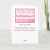 Der Internationale Frauentag ist der 8. März Karte (Rückseite)