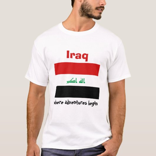 Der Irak-Flagge + Karte + Text-T - Shirt (Vorderseite)