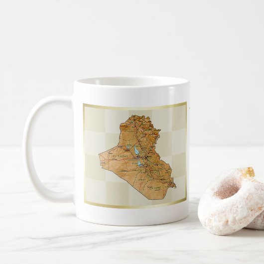 Der Irak-Flagge + Karten-Tasse Kaffeetasse (Mit Donut)