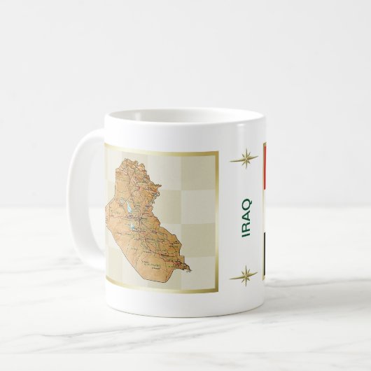 Der Irak-Flagge + Karten-Tasse Kaffeetasse (Vorderseite Links)