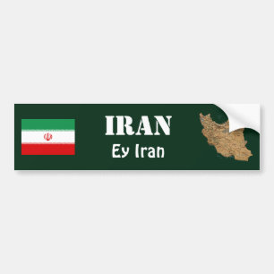 Der Iran-Flagge + Karten-Autoaufkleber Autoaufkleber