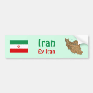 Der Iran-Flagge + Karten-Autoaufkleber Autoaufkleber