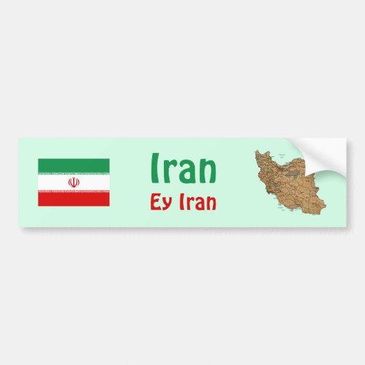 Der Iran-Flagge + Karten-Autoaufkleber Autoaufkleber (Vorne)