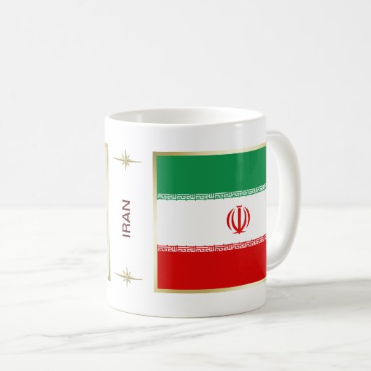 Der Iran-Flagge + Karten-Tasse Kaffeetasse (VorderseiteRechts)