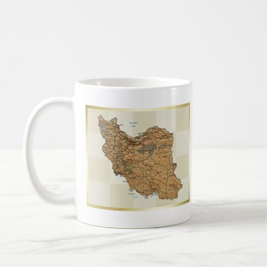 Der Iran-Flagge + Karten-Tasse Kaffeetasse (Links)