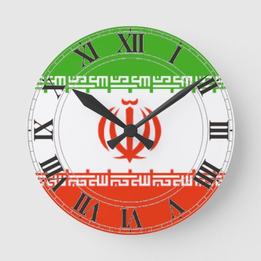 Der Iran-Flagge Runde Wanduhr (Vorderseite)