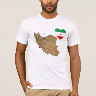 Der Iran-Flaggen-Herz und Karten-T - Shirt