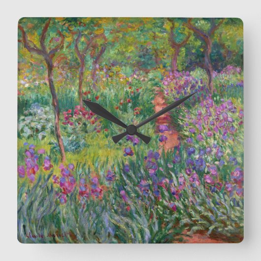 Der Iris-Garten in Giverny von Claude Monet Quadratische Wanduhr (Vorderseite)