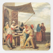 Der italienische Markt Quadratischer Aufkleber (Vorderseite)