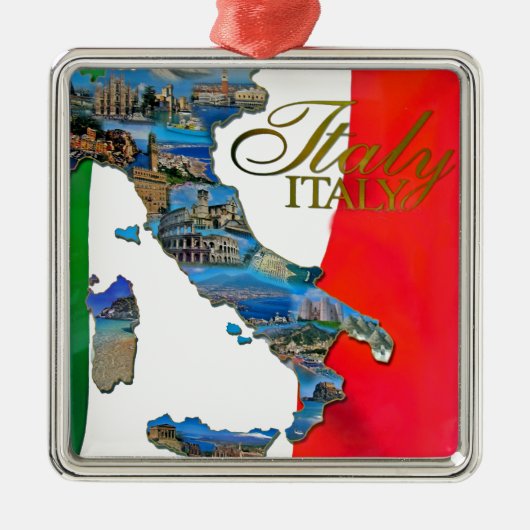 Der italienische "Stiefel " Silbernes Ornament (Vorne)