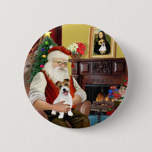 Der Jack des Weihnachtsmanns Russell Terrier PUP Button (Vorderseite)