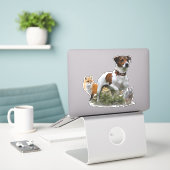 Der Jack Russell Terrier , Art Aufkleber (Laptop auf Schreibtisch)