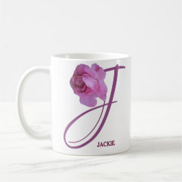 Der Jackie-Name hübsch rosa Rosa Blütenblüte Kaffeetasse