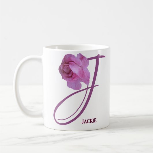 Der Jackie-Name hübsch rosa Rosa Blütenblüte Kaffeetasse (Links)