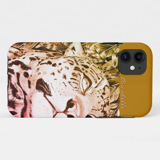 Der Jaguar (Gold/Rot) Case-Mate iPhone Hülle (Rückseite (Horizontal))