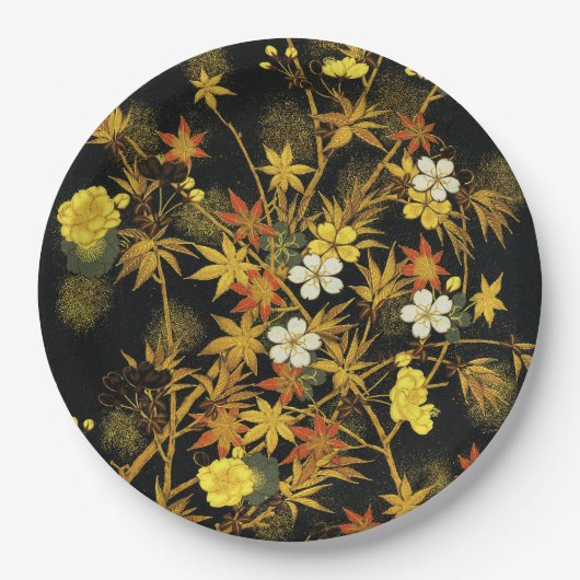 Der japanische Herbst lässt antike, klassische Kun Pappteller (Vorderseite)