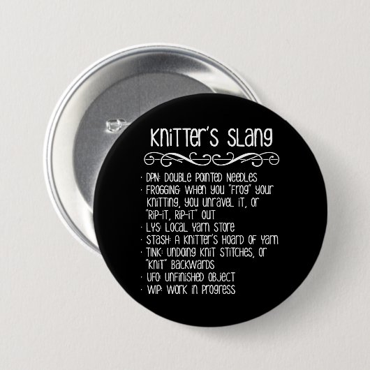 Der Jargon-lustiges Stricken des Strickers Button (Vorne & Hinten)