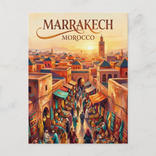 Der Jemaa el-Fnaa Marokko Postkarte (Vorderseite)