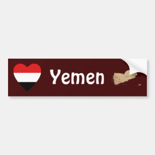 Der Jemen-Flaggen-Herz + Karten-Autoaufkleber Autoaufkleber