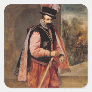 Der Jester nannte "Don Juan of Austria", c.1632/35 Quadratischer Aufkleber