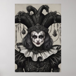 Der Joker Clown in Schwarz und Weiß Poster