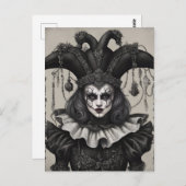 Der Joker Clown in Schwarz und Weiß Postkarte (Vorne/Hinten)