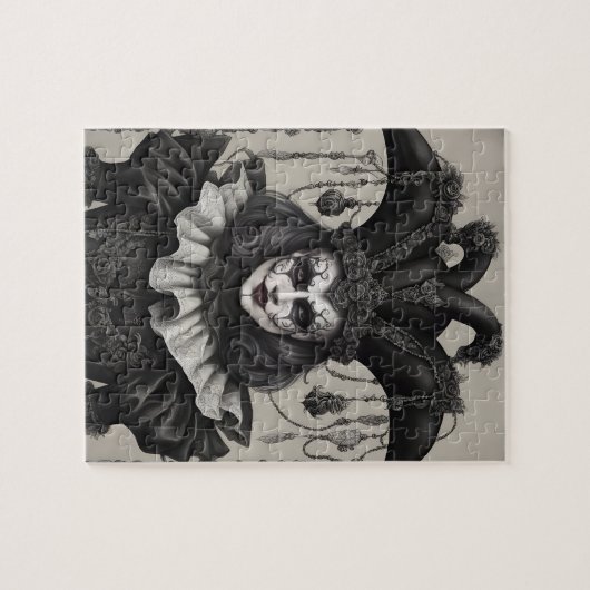 Der Joker Clown in Schwarz und Weiß Puzzle (Horizontal)