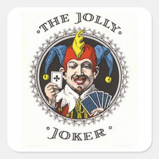 Der Jolle Joker, der Kartengrafik abspielt Quadratischer Aufkleber (Vorderseite)
