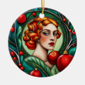 Der Jolly Redhead: Baubles & Baum Keramik Ornament (Vorne)