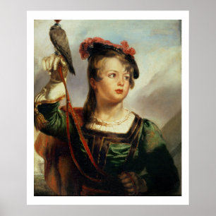 Der junge Falconer, 1835 (Öl auf Tafel) Poster