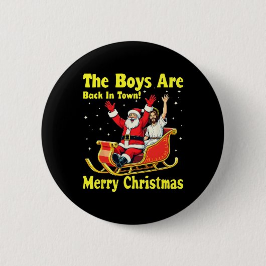 Der Junge ist wieder in der Stadt! Frohe Weihnacht Button (Vorderseite)