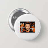 Der junge Junge und der orange Fuchs Aufkleber  Button (Vorne & Hinten)