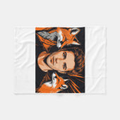Der junge Junge und der orange Fuchs Aufkleber  Fleecedecke (Vorderseite (Horizontal))