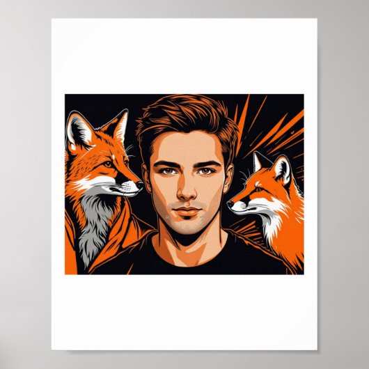 Der junge Junge und der orange Fuchs Aufkleber Poster (Vorne)