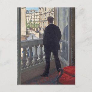 Der junge Mann an seinem Fenster von Gustave Caill Postkarte
